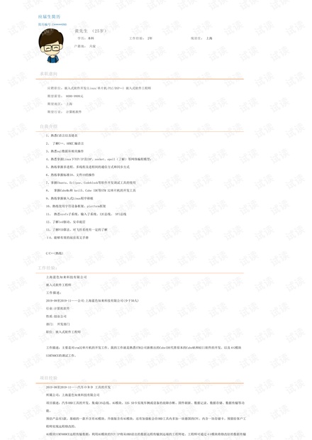 IT从业人员简历模板