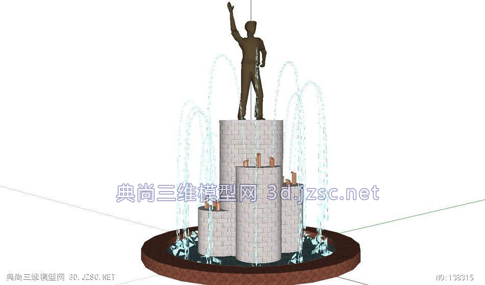 喷泉人物与SU模型，探索数字时代的城市景观艺术