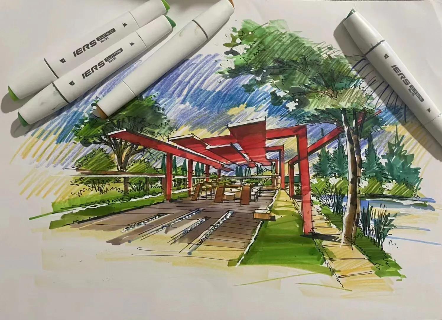 园林设计手绘人物，从构思到呈现的艺术之旅
