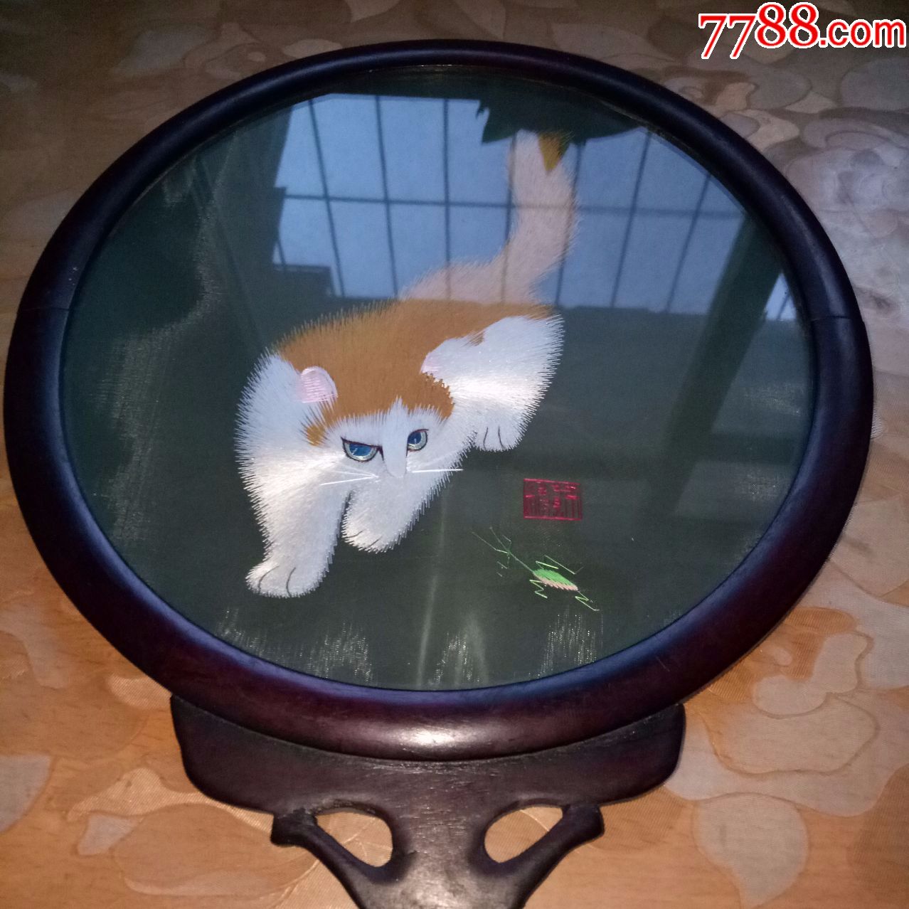 双面绣猫的正反图片，传统工艺与现代艺术的完美结合