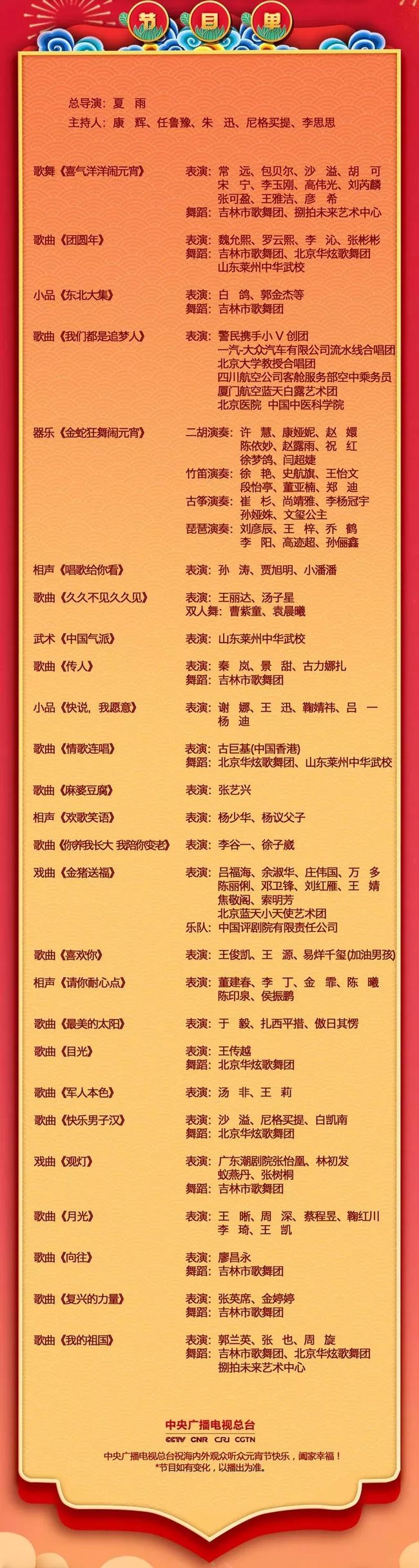 中央一节目表，一览众精彩的视听盛宴